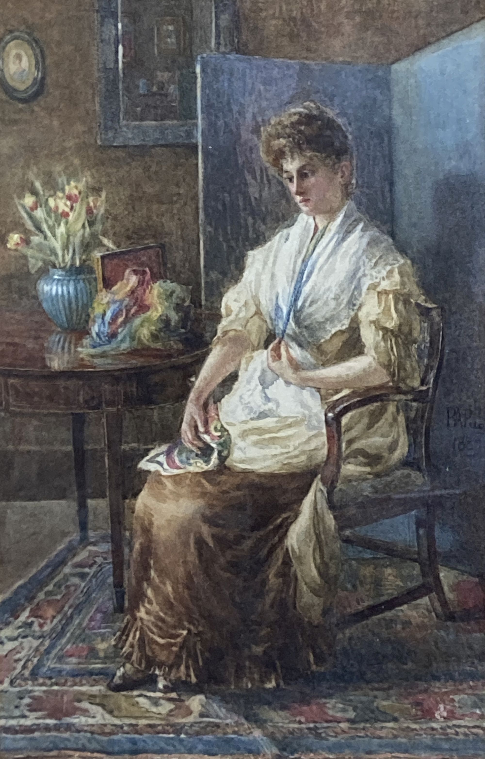 A. Leigh, watercolour for book illustration?, We so, prick our fingers - working we not what ..., inscribed in pencil verso, 32 x 20c